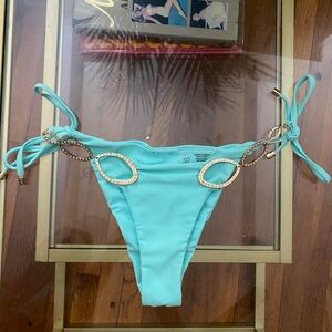Beach Bunny “Kinsley” Side-Tie Bottom, in turquoise, size XS